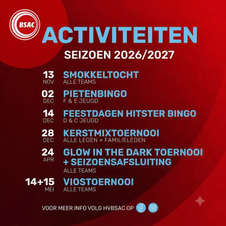 Het activiteitenprogramma voor seizoen 2026/2027 is bekend!