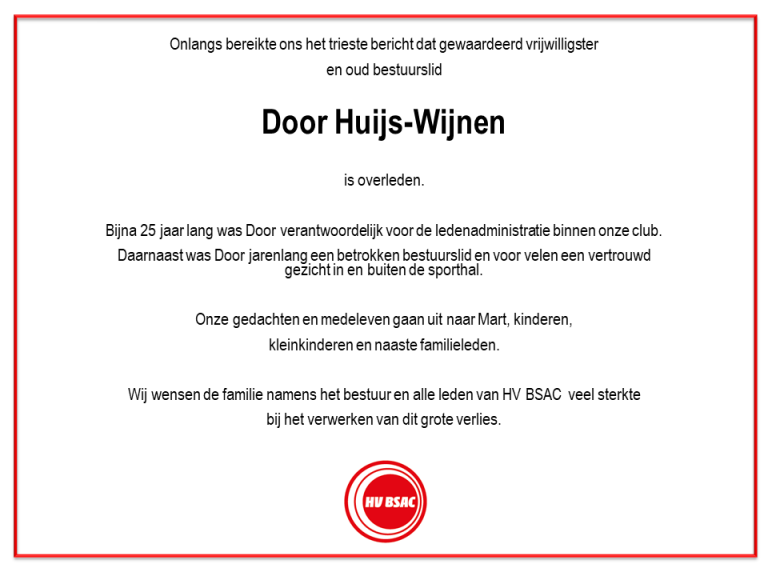 Door Huijs-Wijnen overleden