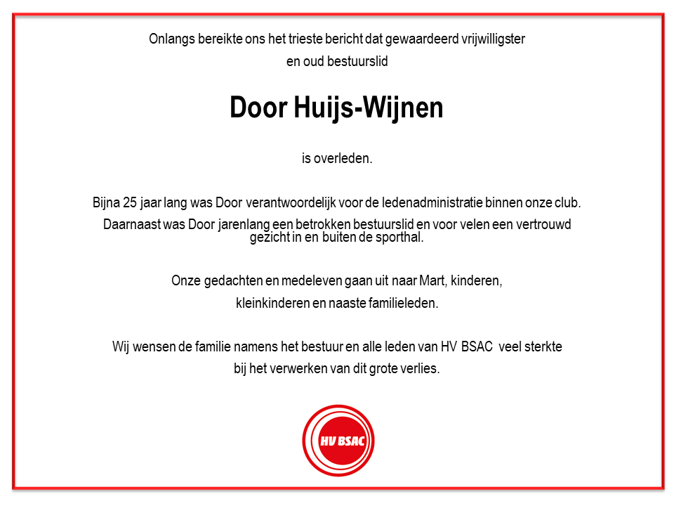 Door Huijs-Wijnen overleden
